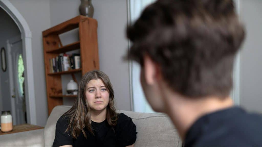 Woman looking at the man 