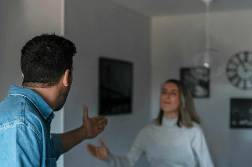 A man mad at the woman 