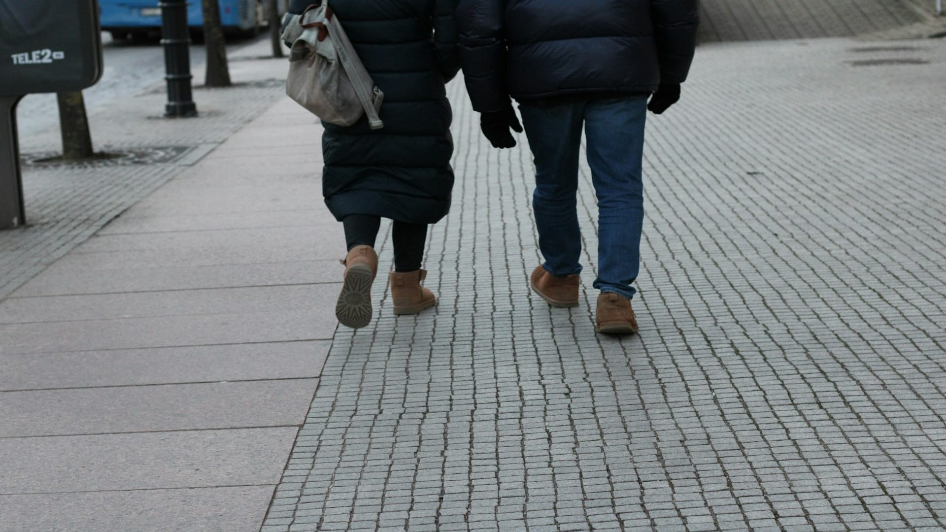 couple walking together calmly