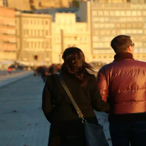 couple walking together outdoors