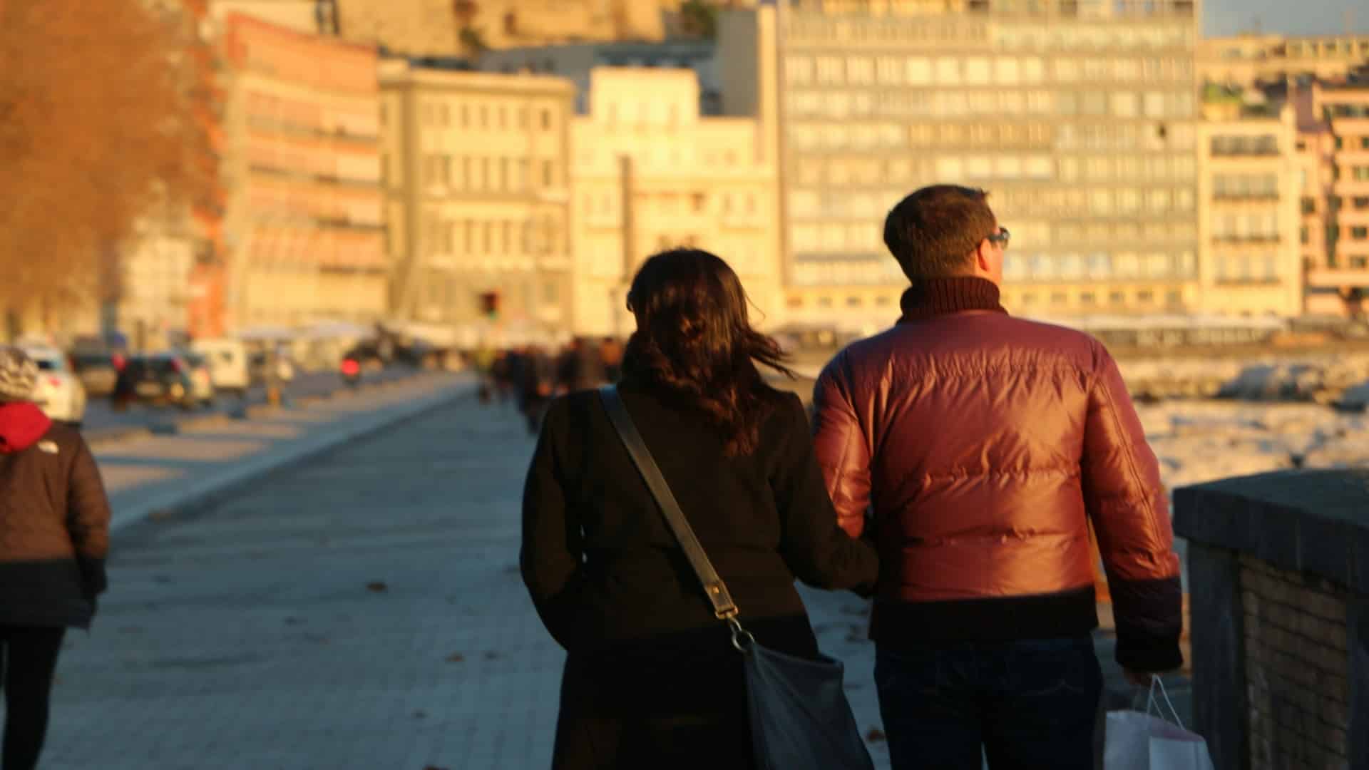 couple walking together outdoors