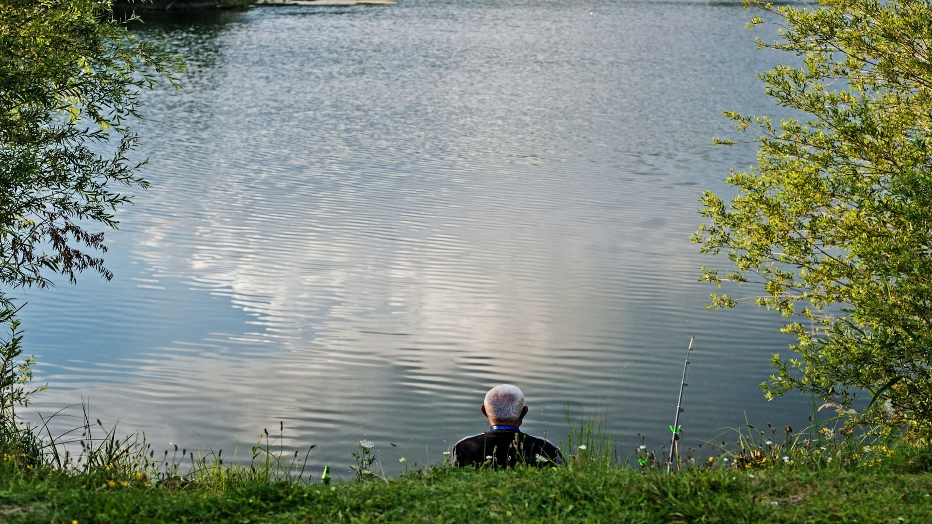 man sitting quietly reflecting
