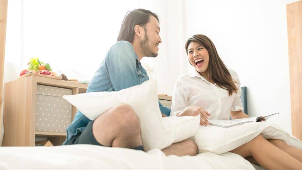 A couple talking to each other