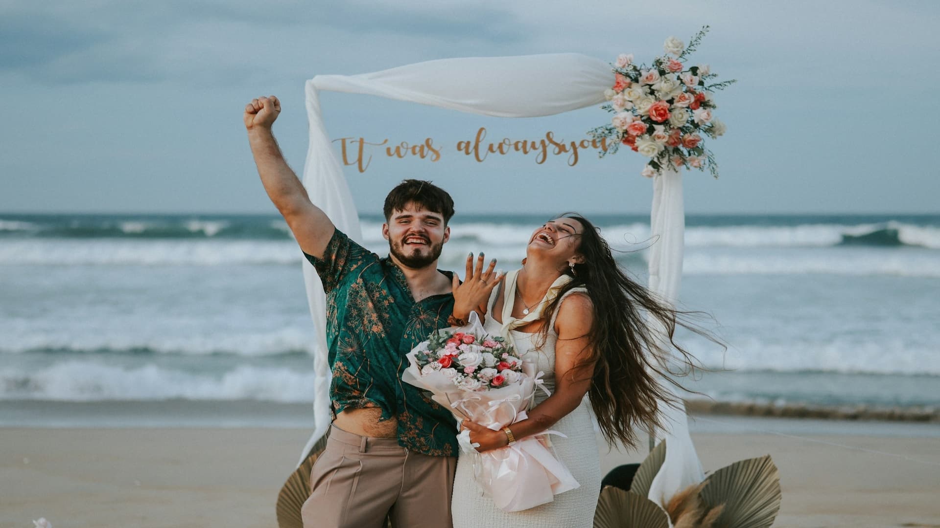 couple celebrating success together