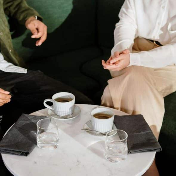A couple at a coffee date