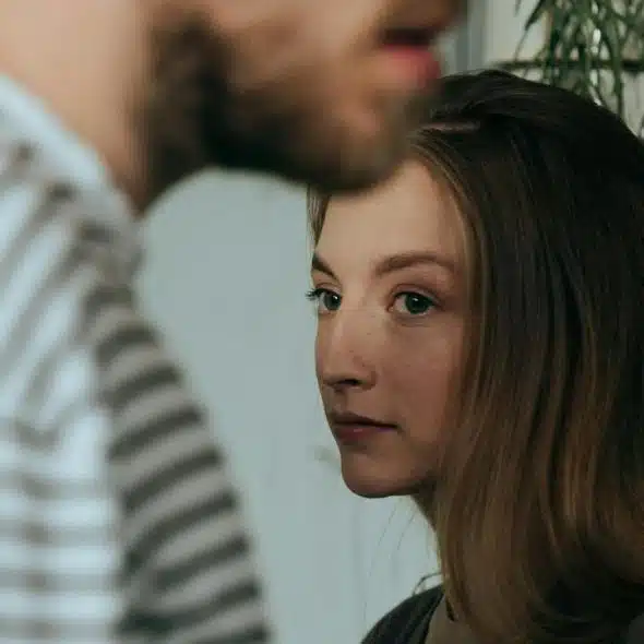 A woman looking sideways