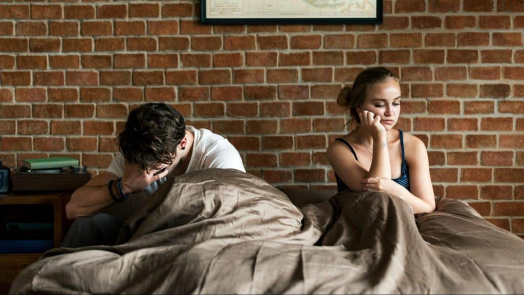 Woman upset with a man