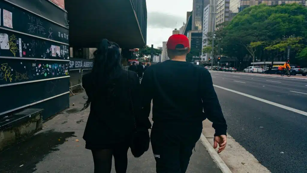 couple walking casually together