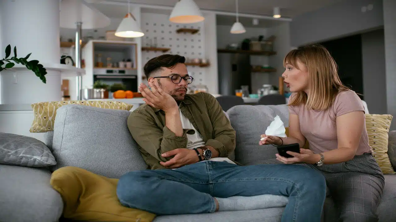 A couple having an argument at home