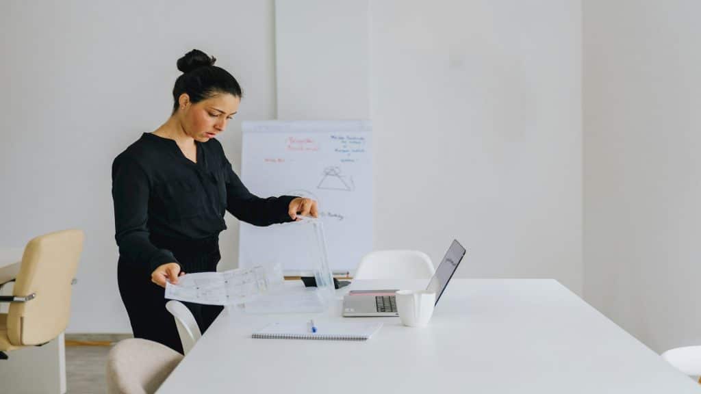 woman working confidently