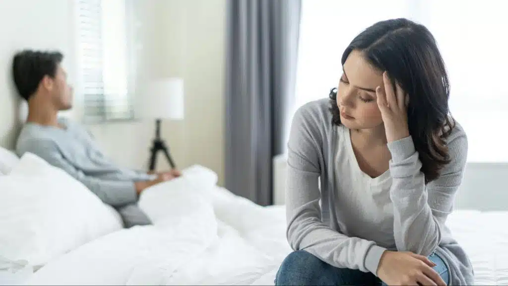 A woman not talking to a man