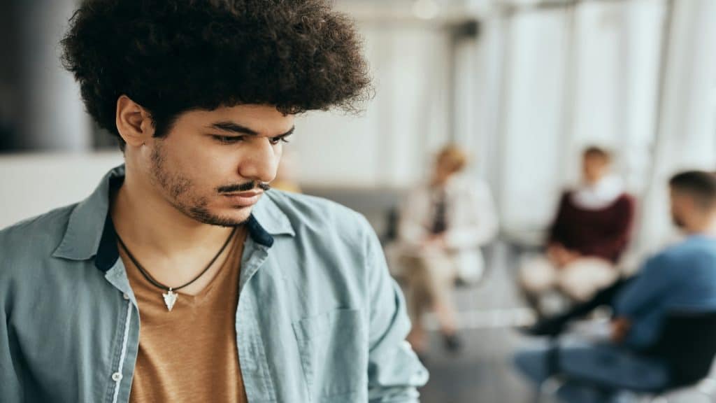 man staying calm during discussion