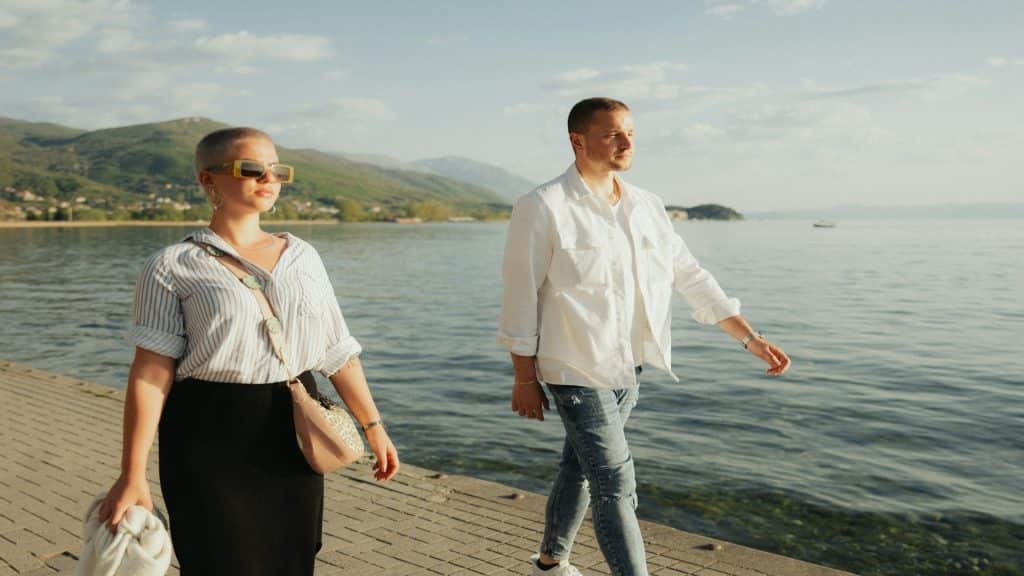 couple walking peacefully