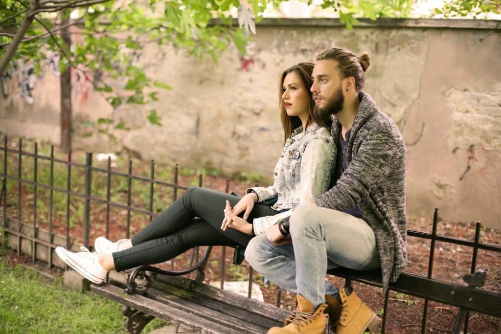 couple sitting apart