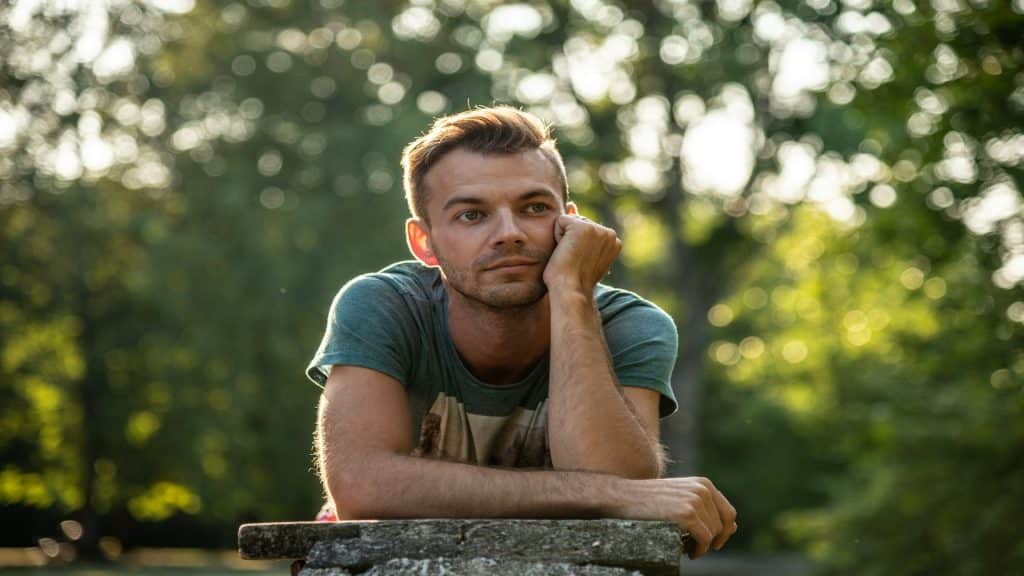 man looking calm but thoughtful