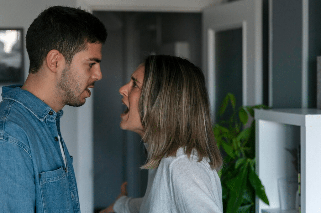 Husband and wife are having a fight