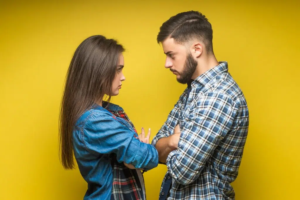 Angry woman and man in a fight