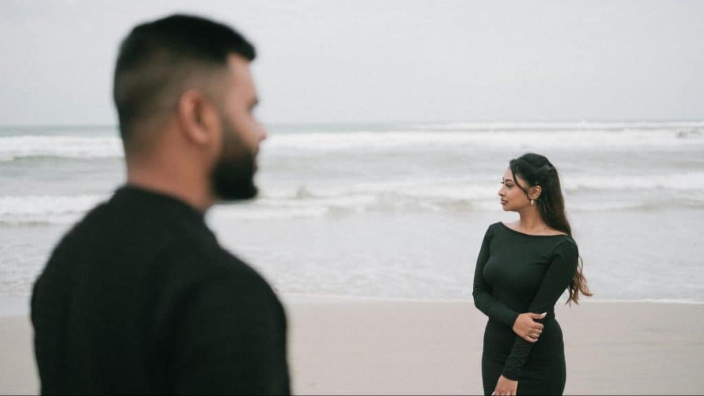 A man and woman being distant