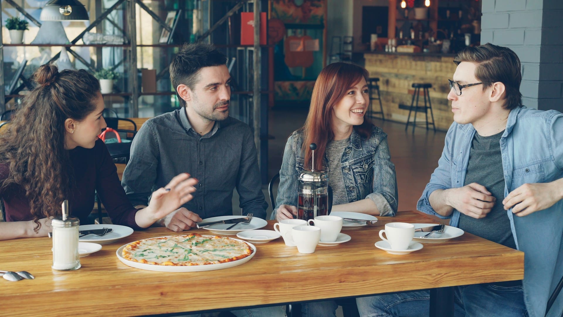 people socializing together