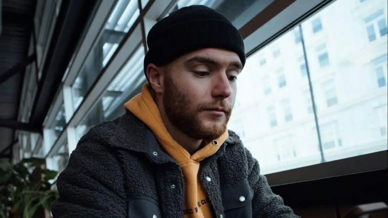 man looking phone