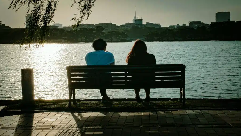 couple sitting apart during disagreement