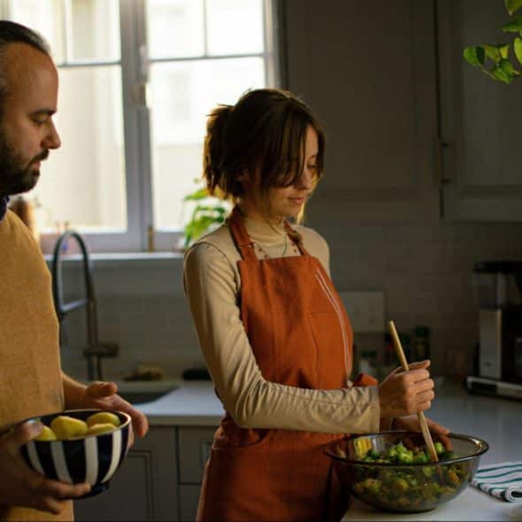 A man and a woman at home