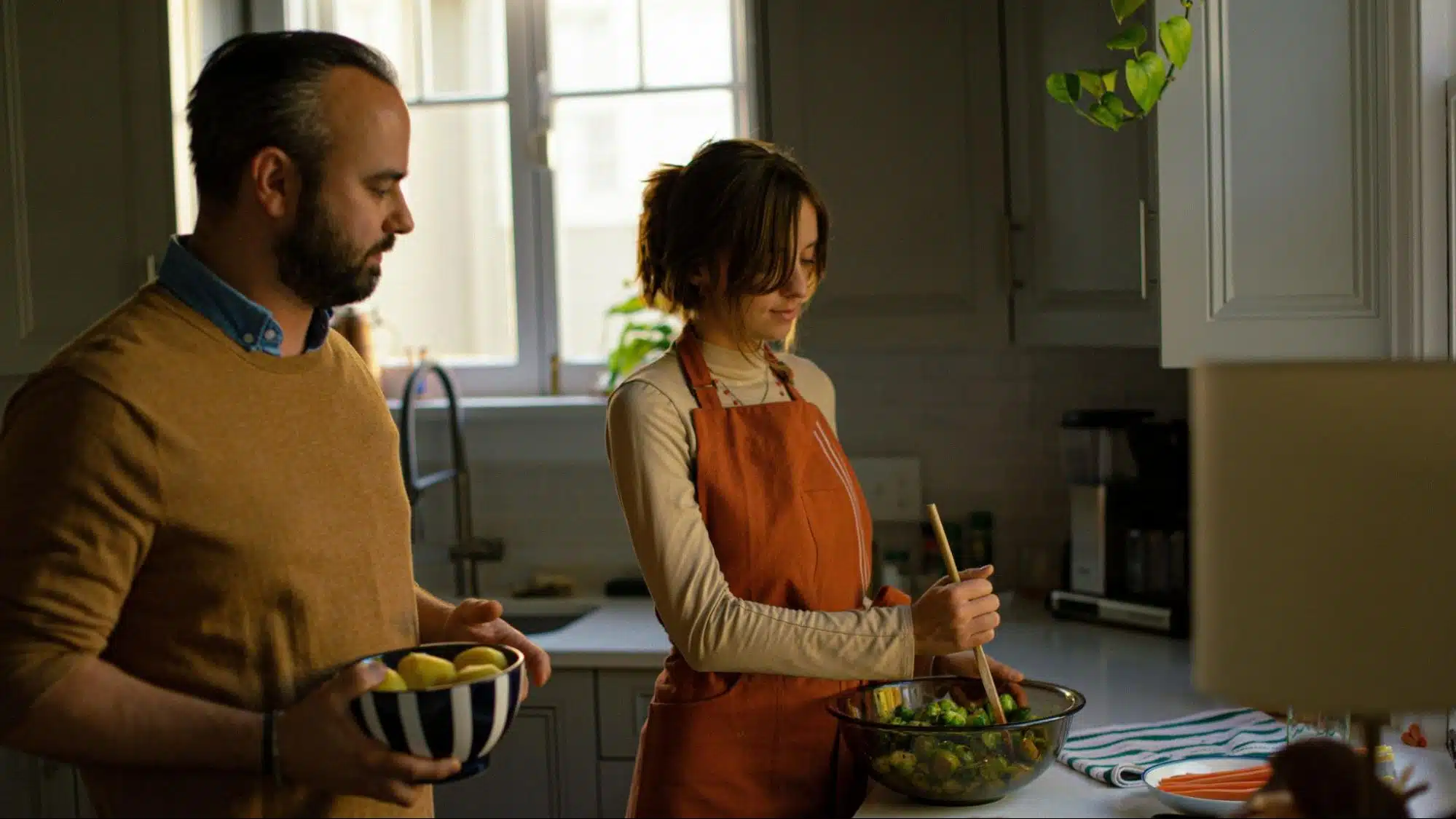 A man and a woman at home