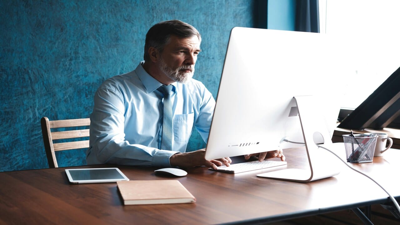 A businessman working in the office