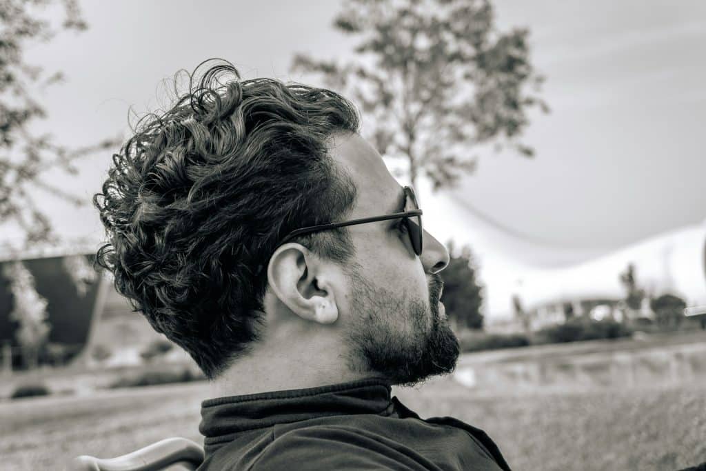 thoughtful man outdoors