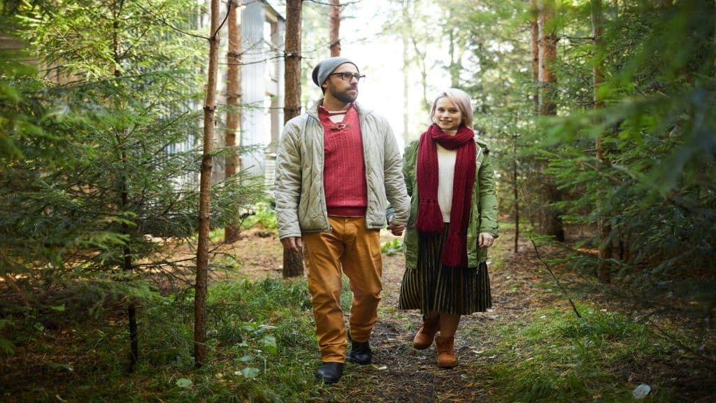 couple walking together outdoors