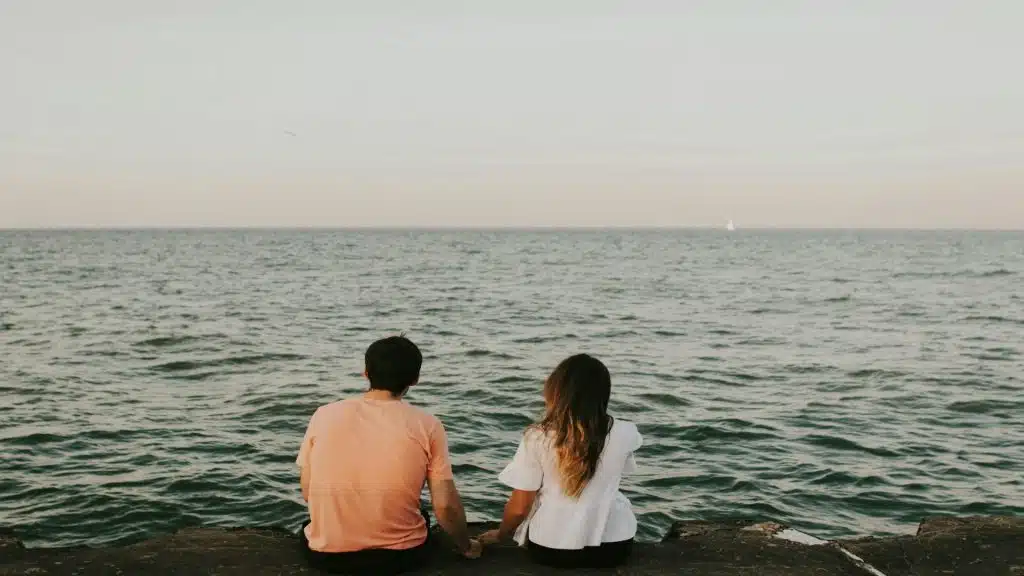 couple sitting apart