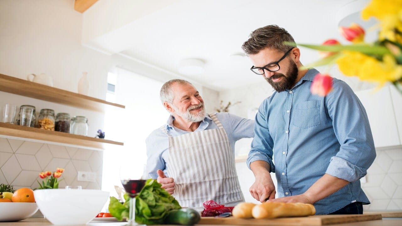 A father and a son in the kitchen