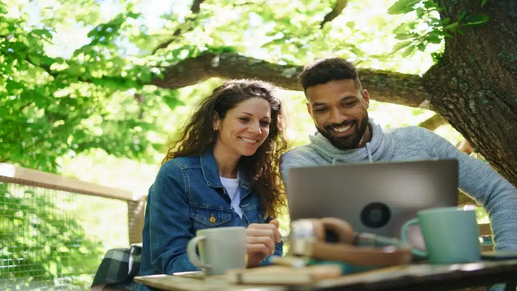 couple sitting together outdoors
