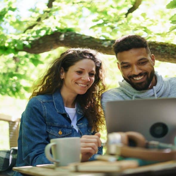couple sitting together outdoors