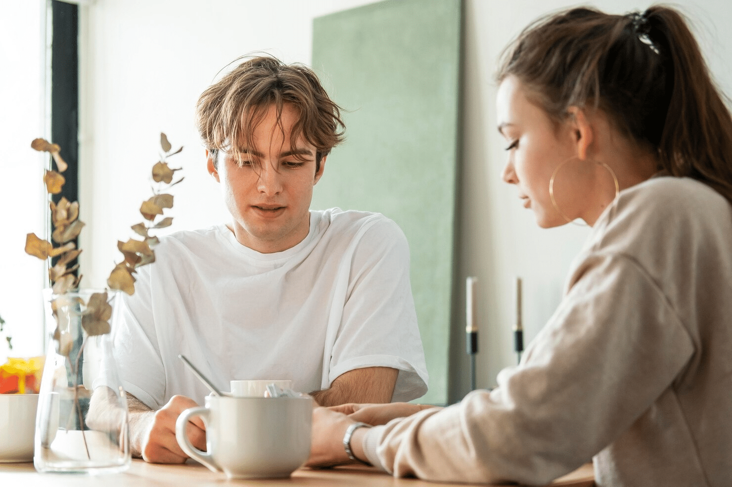 A man feeling awkward with a woman