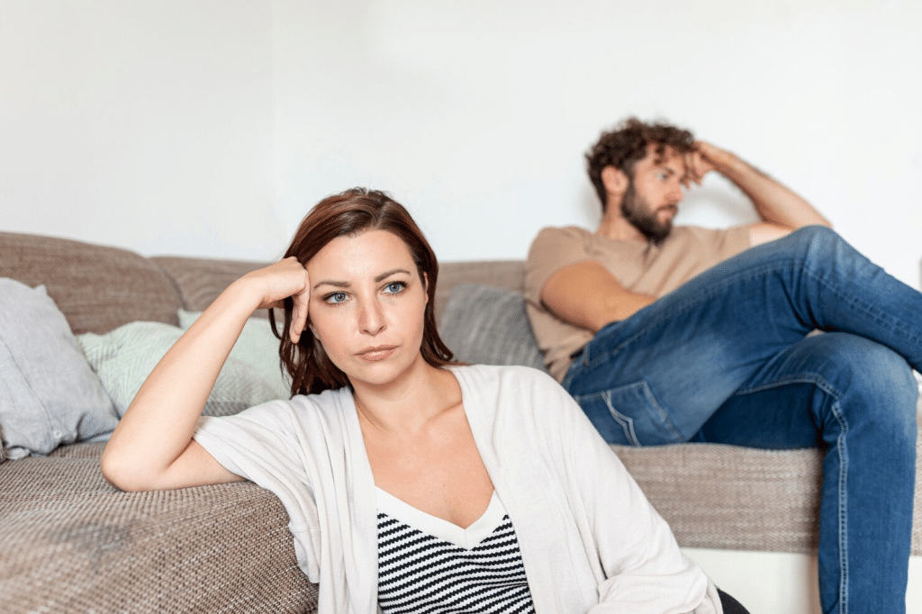 A man and woman not talking to each other