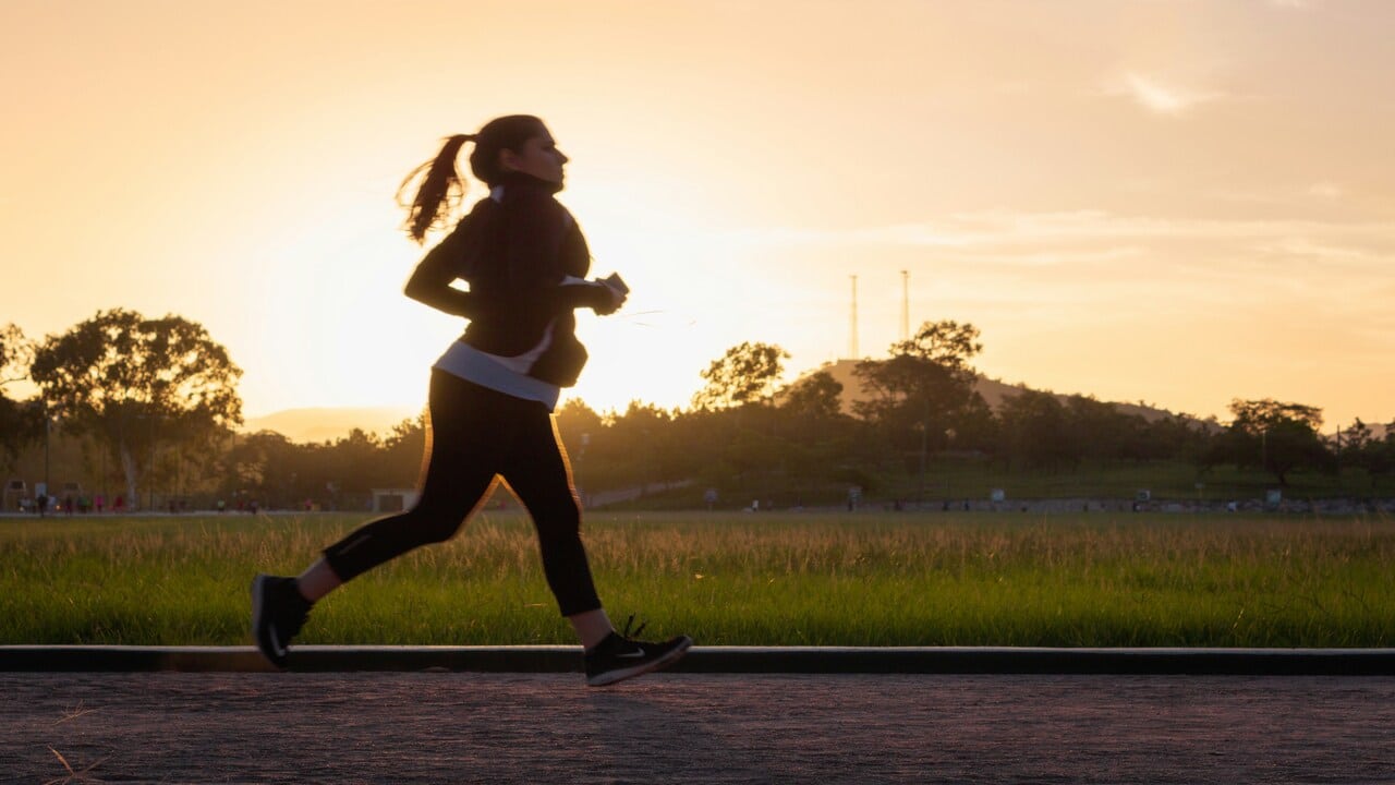 A woman jogging by herself