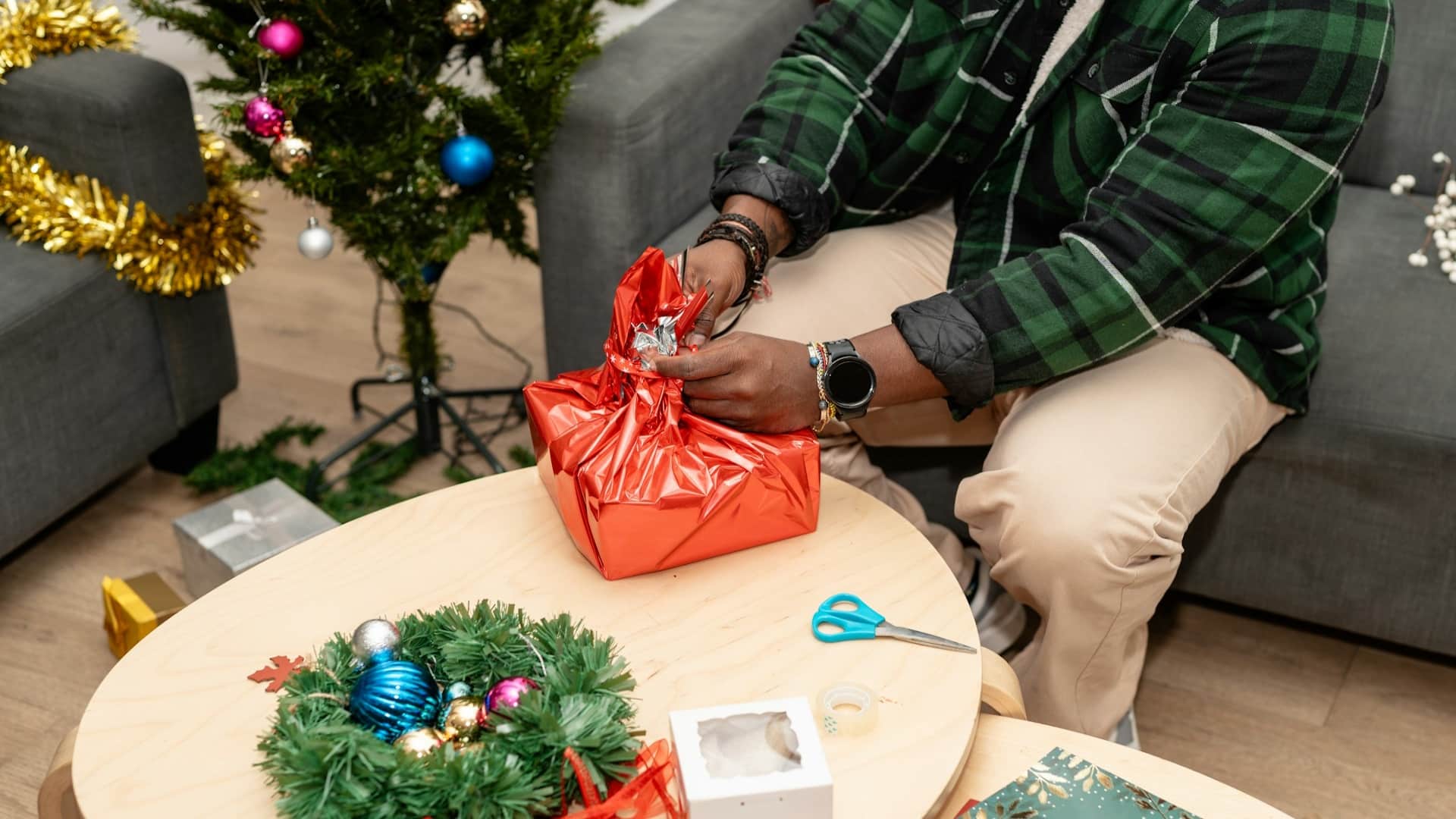 man giving small thoughtful gift