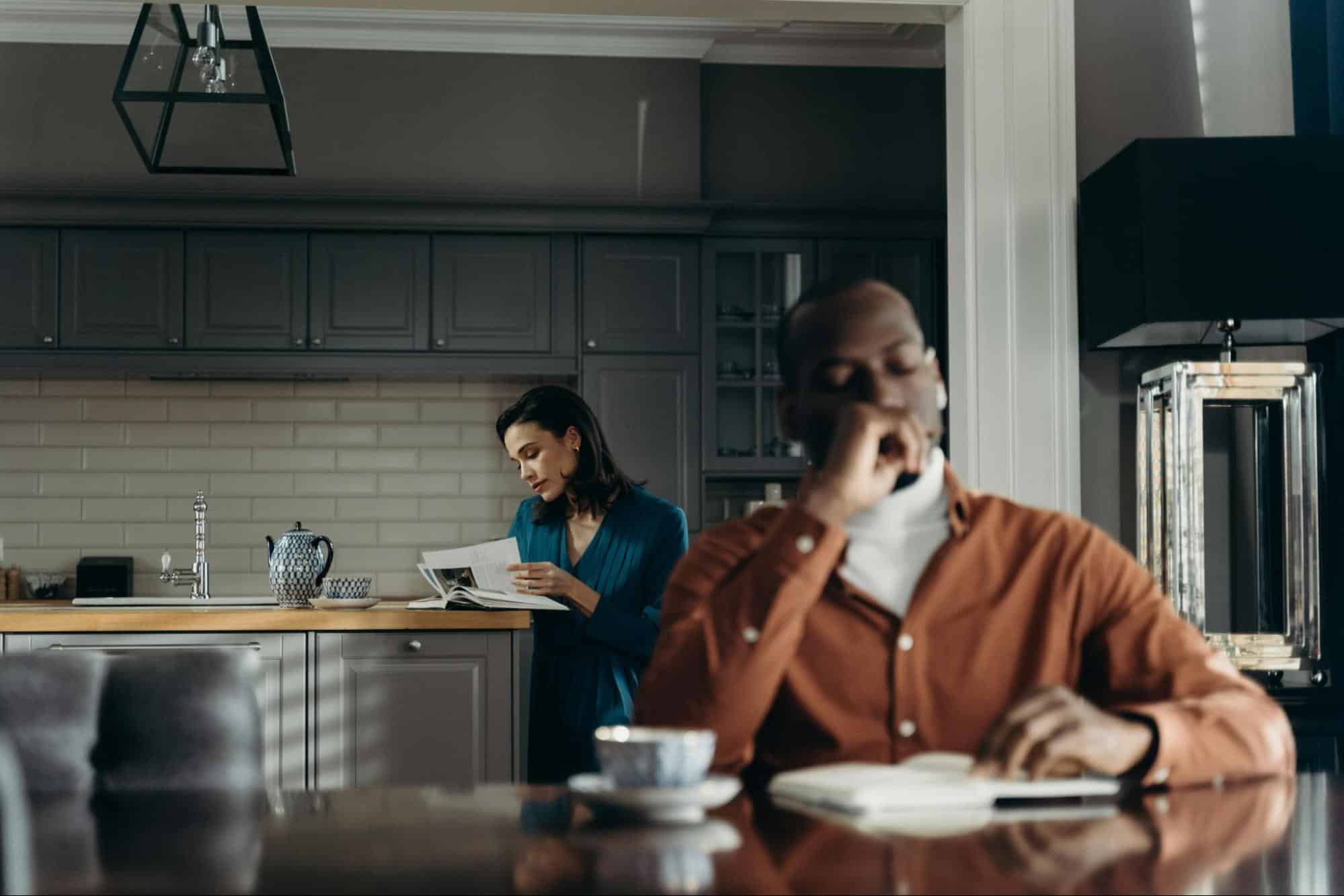 A man and a woman at home