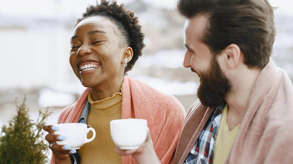 A couple smiling