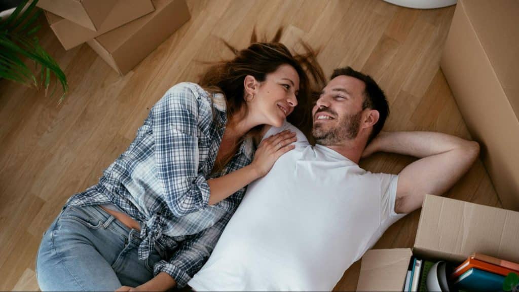Couple lying on the floor