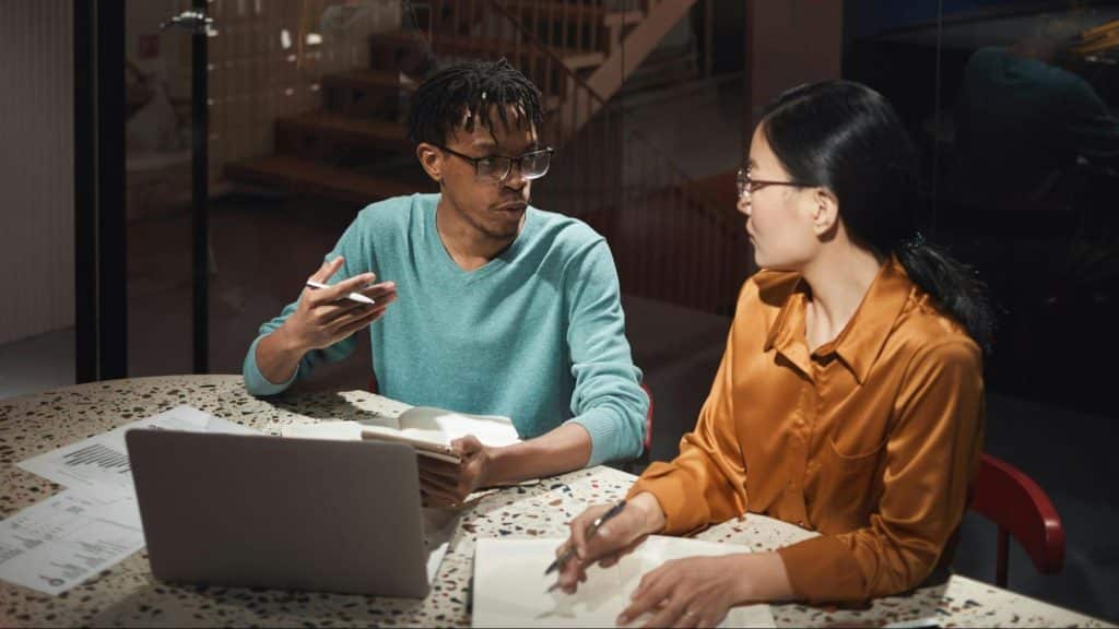 A man and woman arguing