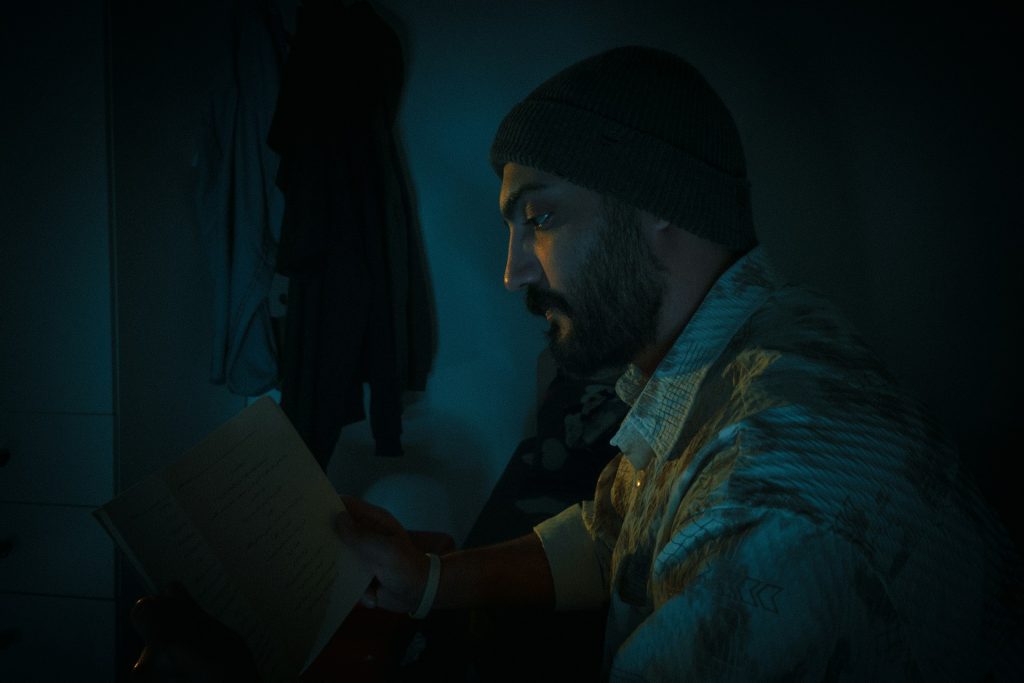 man alone room