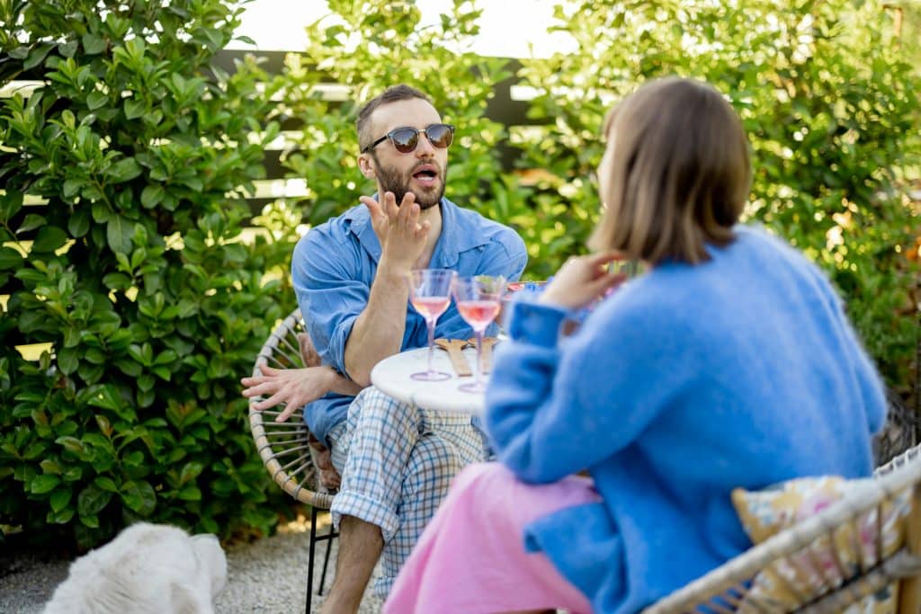 couple relaxed conversation