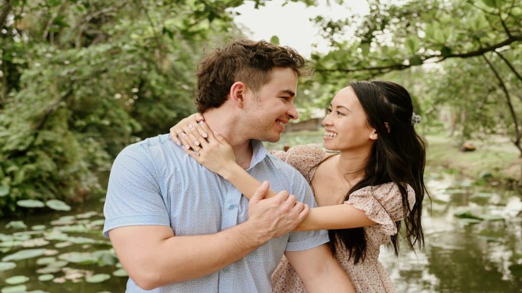 couple smiling together outdoors