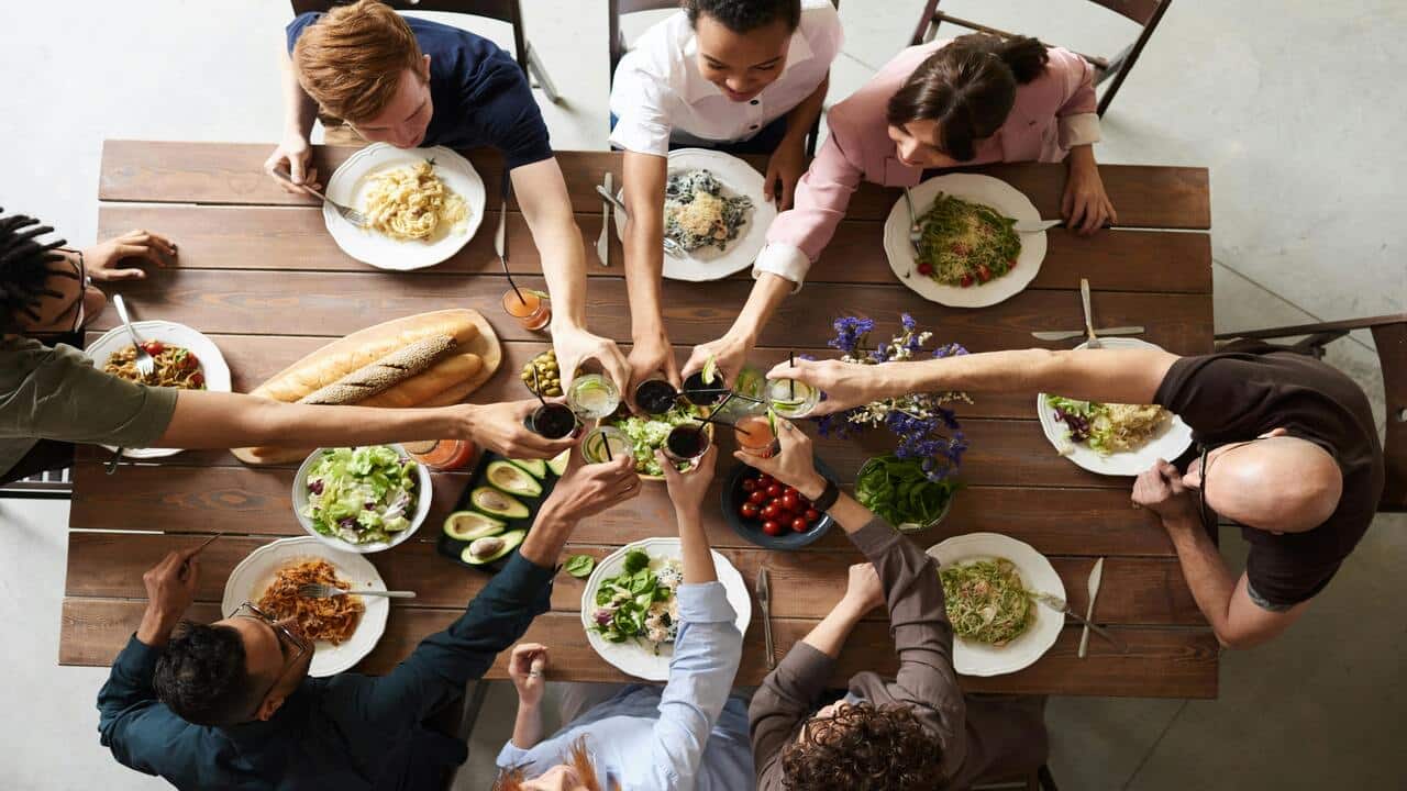 Friends having a meal together