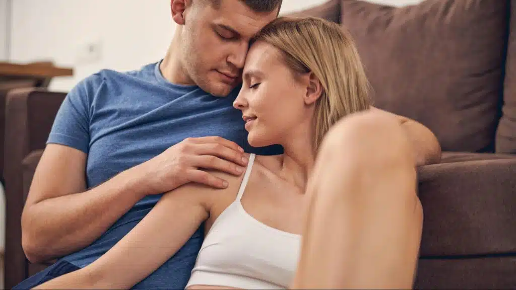 A man and woman close to each other