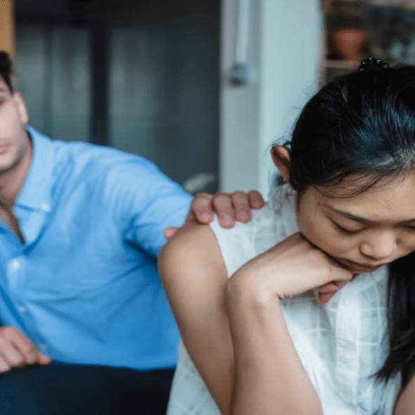 A wife refusing to look at her husband