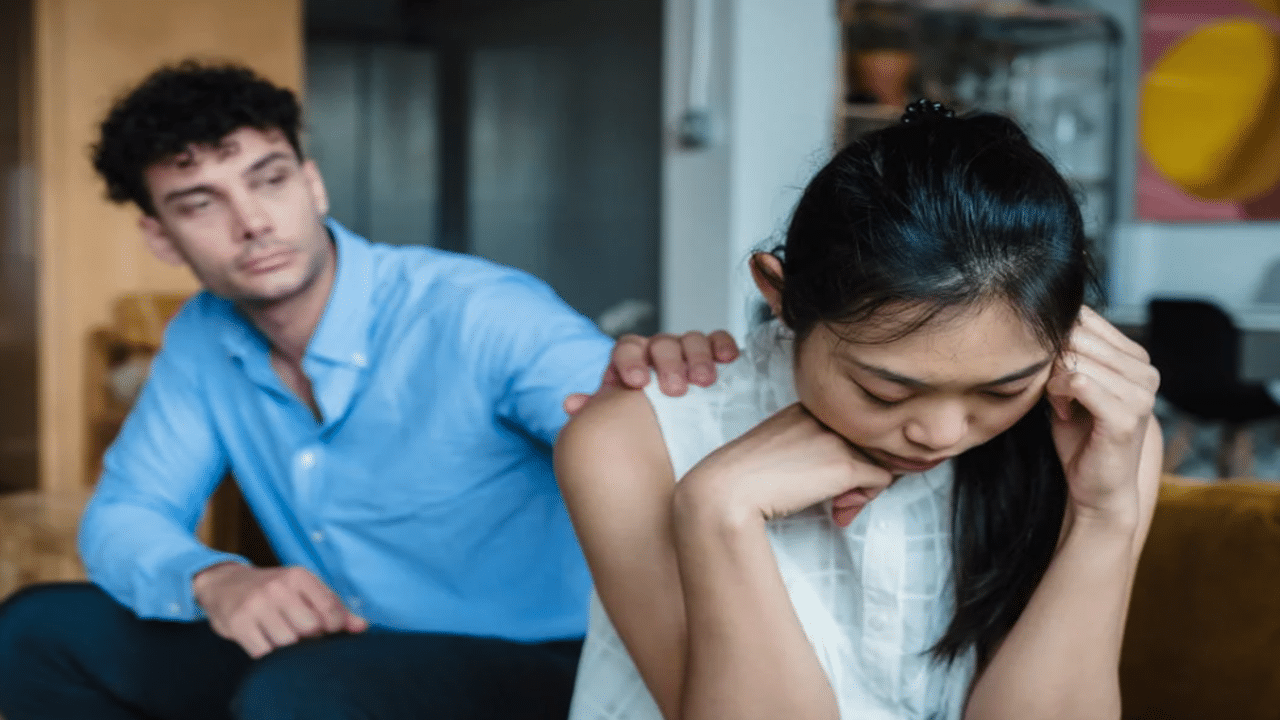 A wife refusing to look at her husband