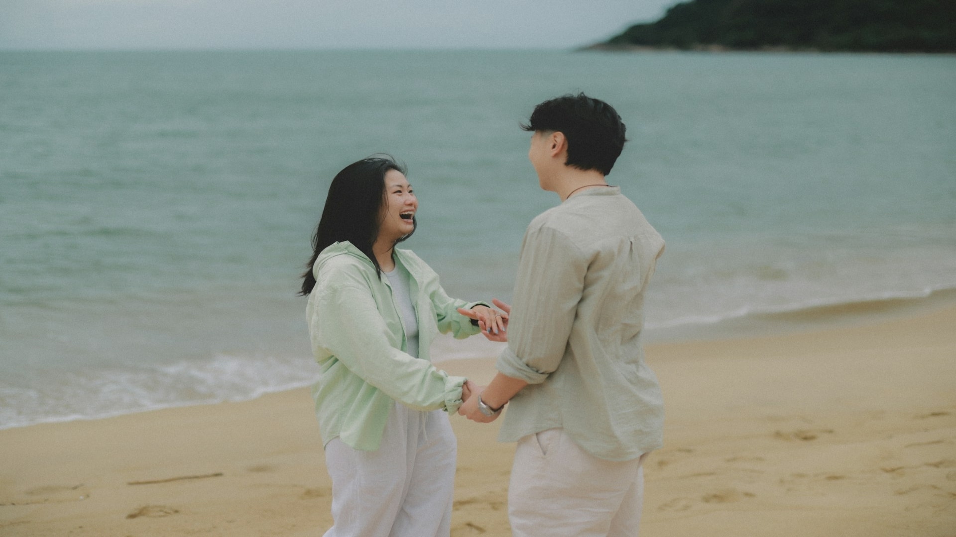 couple laughing together